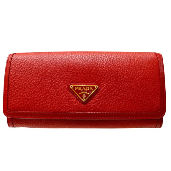 Prada Red Wallet Pass Leather Long Case - Picture 1 of 9